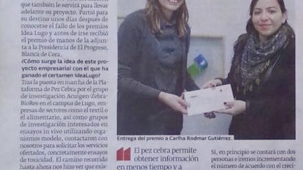 Congratulations to Carlha Guti&eacute;rrez, M&oacute;nica Otero and Laura S&aacute;nchez for obtaining the first award of IDEALUGO 