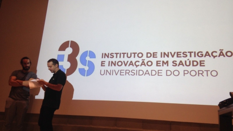 Jose Bessa and Pablo Cabezas at the beginning of the talk in i3s auditorium