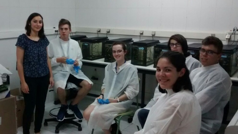 15 and 16 years old students of the Xuvenciencia program (Campus de Ver&aacute;n USC) visit our laboratory and our aquarium to know more about the research world 
