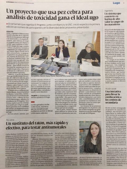 Congratulations to Carlha Guti&eacute;rrez, M&oacute;nica Otero and Laura S&aacute;nchez for obtaining the first award of IDEALUGO 