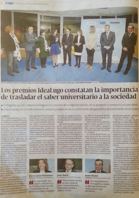 Congratulations to Carlha Guti&eacute;rrez, M&oacute;nica Otero and Laura S&aacute;nchez for obtaining the first award of IDEALUGO 