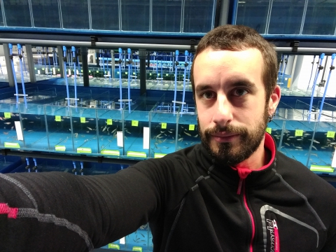 Pablo Cabezas in Leiden's Zebrafish Facility.